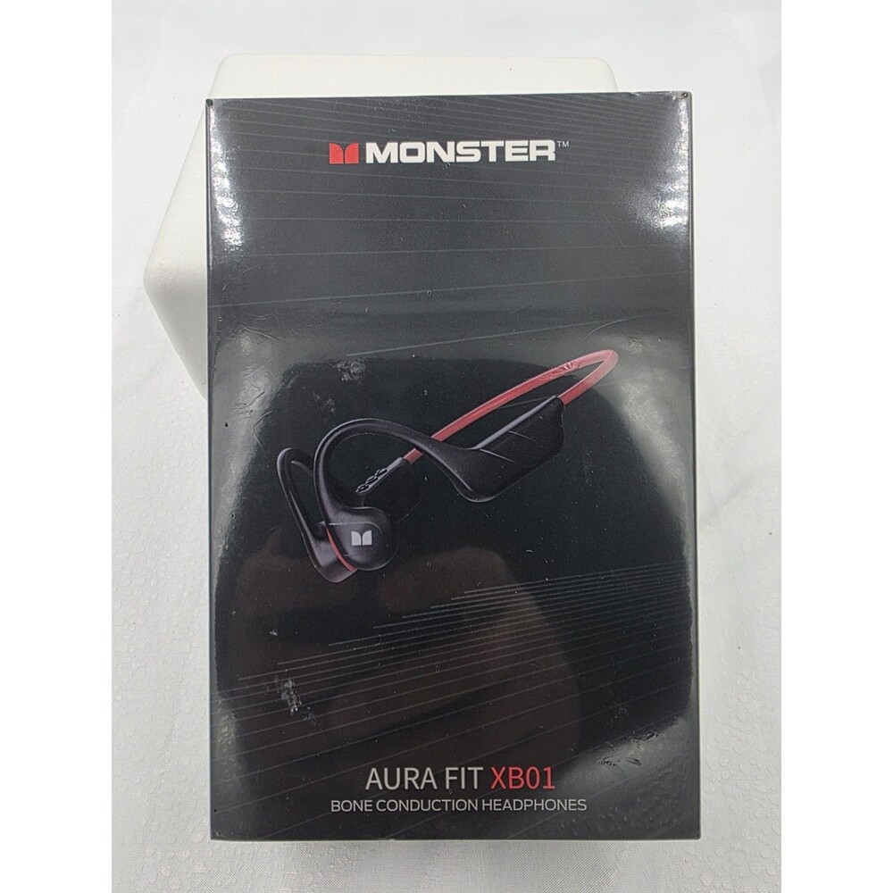 Monster Aura Fit XB01 Bone Conduction Bluetooth Headphones Wireless Black Red
